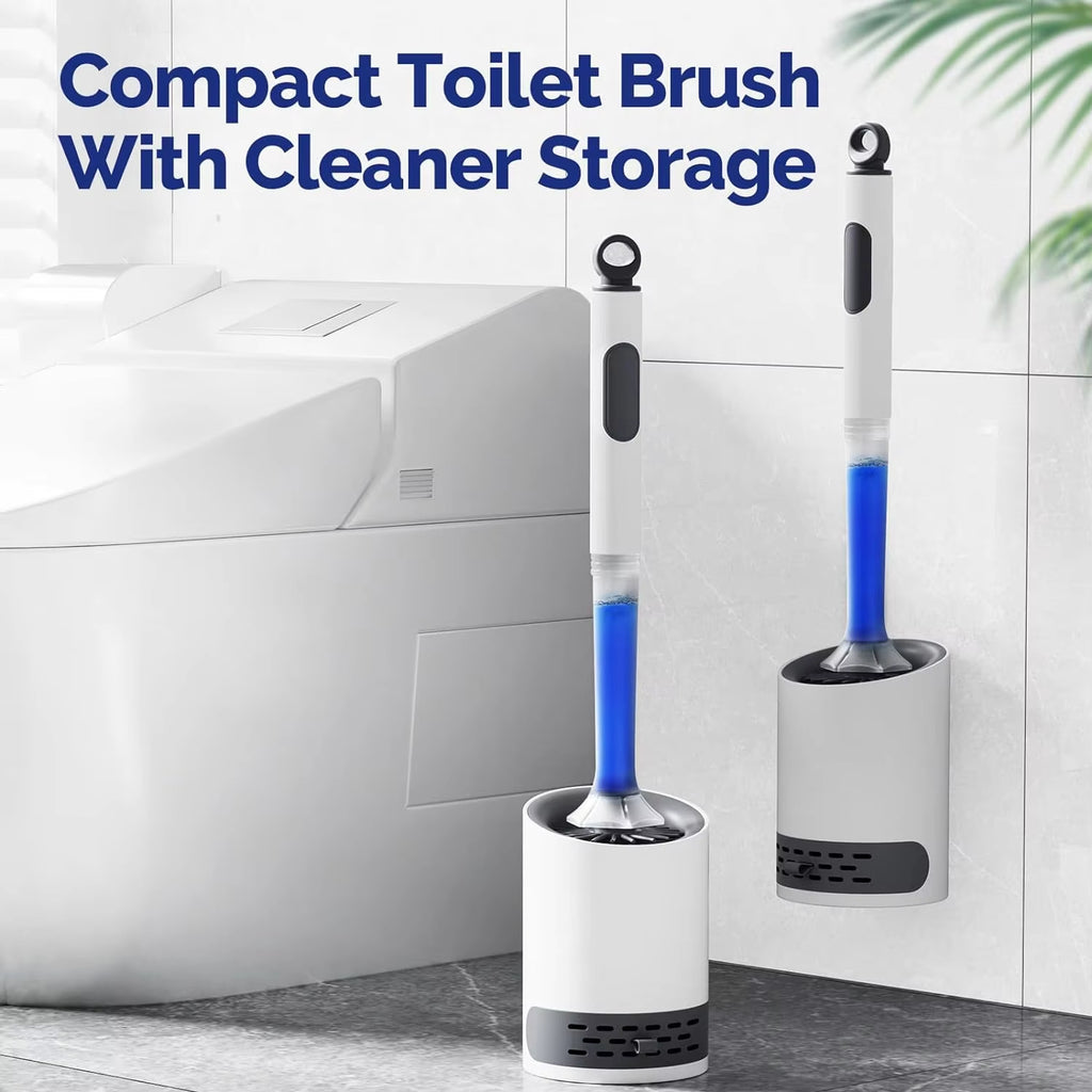 Revolutionary Water Spray Silicone Toilet Brush with 40Cm Long Handle – Effortless Bathroom Cleaning with Wall-Mounted Convenience!