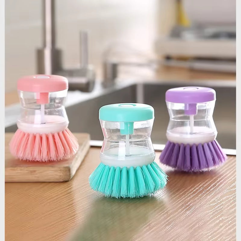 Effortless Kitchen Cleaning: Automatic Dish Brush with Soap Dispenser in Vibrant Colors