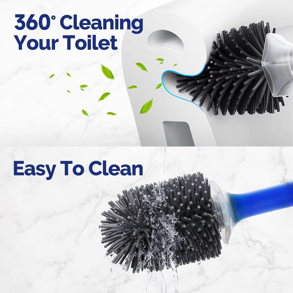 Revolutionary Water Spray Silicone Toilet Brush with 40Cm Long Handle – Effortless Bathroom Cleaning with Wall-Mounted Convenience!