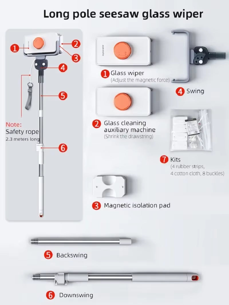 Revolutionize Your Cleaning Routine with the JOYBOS Adjustable Magnetic Window Cleaner - Professional Double-Sided Tool with Telescopic Rod for Effortless Home Cleaning