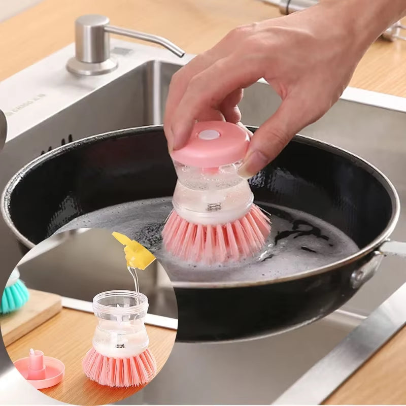 Effortless Kitchen Cleaning: Automatic Dish Brush with Soap Dispenser in Vibrant Colors