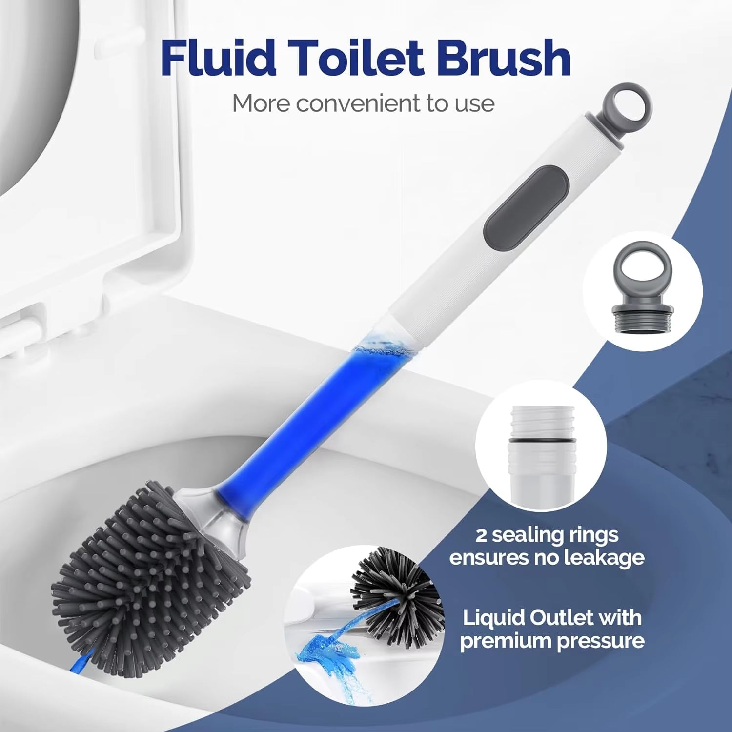 Revolutionary Water Spray Silicone Toilet Brush with 40Cm Long Handle – Effortless Bathroom Cleaning with Wall-Mounted Convenience!